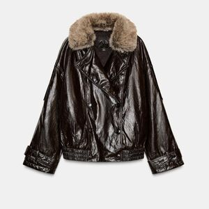 ZARA SHINY FAUX FUR COLLAR JACKET zw COLLECTION